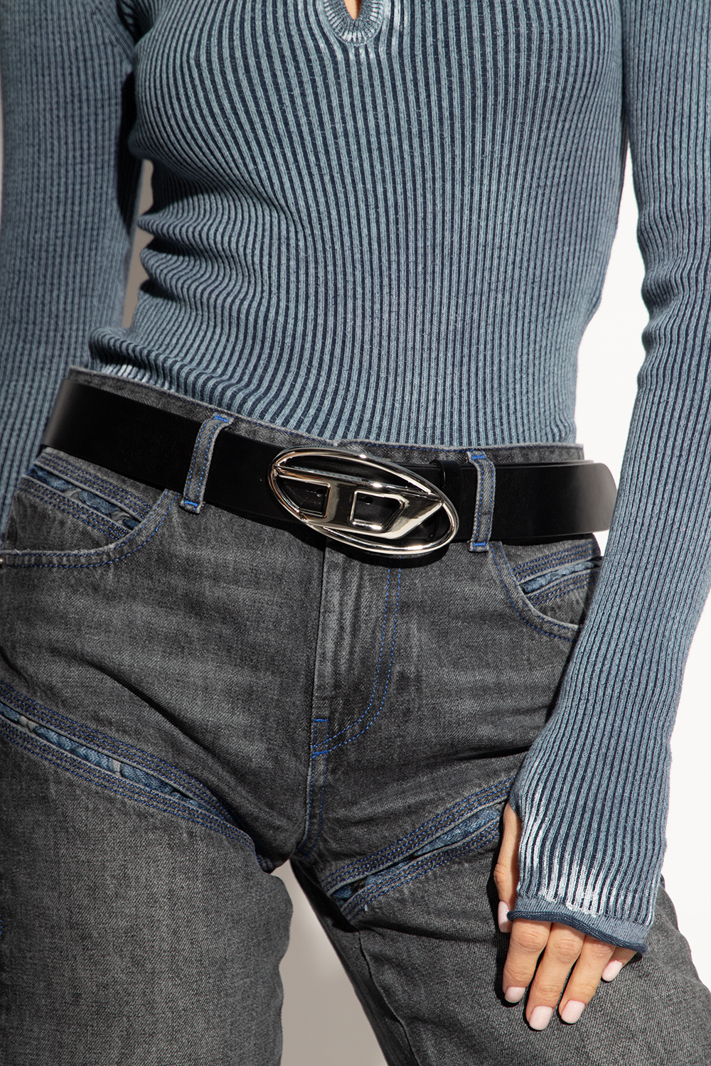 Black 'OVAL D LOGO B' belt Diesel - Vitkac GB